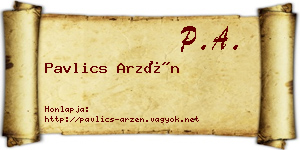 Pavlics Arzén névjegykártya